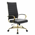 Kd Americana Benmar High-Back Leather Office Chair with Gold Frame Black KD3026953